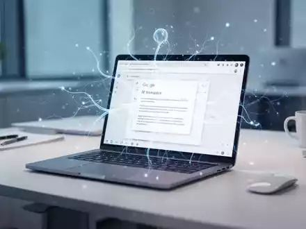 Ein moderner Schreibtisch mit einem Laptop, auf dem eine Google Workspace-Oberfläche mit einer KI-Integration zu sehen ist. - Foto: über boerse-global.de