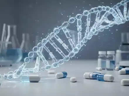 Stilisierte DNA-Doppelhelix neben Nahrungsergänzungskapseln in einem modernen, wissenschaftlichen Laborumfeld. - Foto: über boerse-global.de