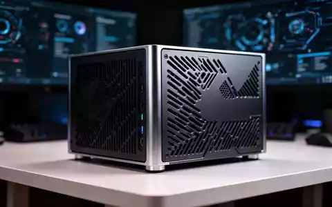 Nahaufnahme eines eleganten modularen Mini-PC-Gehäuses auf einem modernen Schreibtisch, das hochwertiges Hardware-Design und Ästhetik betont. - Foto: über boerse-global.de