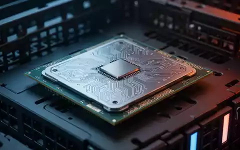 Nahaufnahme eines leistungsstarken AMD EPYC Serverprozessorchips auf einem Server-Rack. - Foto: über boerse-global.de