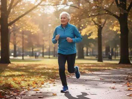 Eine aktive Person joggt in einem sonnigen Park als Symbol für kontinuierliche Bewegung zur Demenzprävention. - Foto: über boerse-global.de