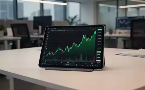Ein Tablet mit steigenden Aktienkursen auf einem modernen Schreibtisch. - Foto: über boerse-global.de