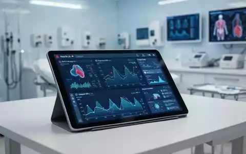 Tablet mit medizinischer Software-Analyse in professioneller klinischer Umgebung. - Foto: über boerse-global.de