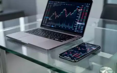 Ein moderner Schreibtisch mit Laptop und Smartphone, das einen Finanzchart anzeigt, symbolisiert den Vanguard ETF. - Foto: über boerse-global.de