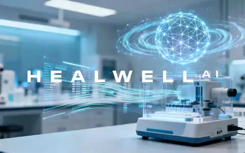 Abstrakte Darstellung von künstlicher Intelligenz im Gesundheitswesen mit digitalen Datenströmen und moderner Labortechnik. - Foto: über boerse-global.de