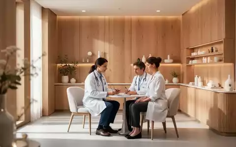 Ein heller, moderner Behandlungsraum in einem deutschen Gesundheitszentrum, in dem eine medizinische Beratung stattfindet. - Foto: über boerse-global.de