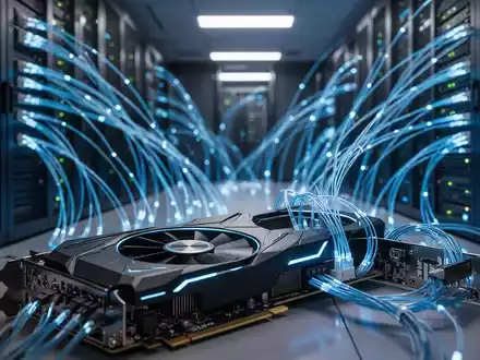 Moderne Serverräume mit leuchtenden Glasfaserkabeln und leistungsstarker Hardware als Symbol für offene KI-Modelle. - Foto: über boerse-global.de