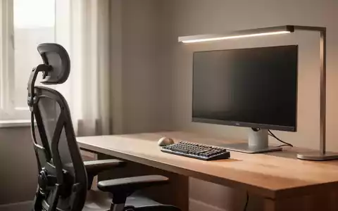 Moderner, ergonomisch gestalteter Büroarbeitsplatz mit hochwertigem Bürostuhl, Monitor und Schreibtischzubehör. - Foto: über boerse-global.de