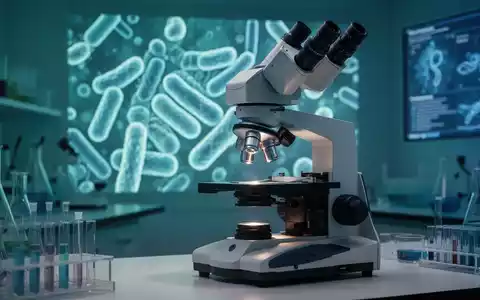 Ein medizinisches Labor mit Mikroskop und mikroskopischen Bakterienstrukturen im Hintergrund. - Foto: über boerse-global.de