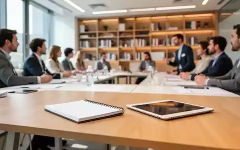 Ein heller, moderner Seminarraum mit einem Tisch, Notizbuch und Tablet, der eine inspirierende Lernumgebung darstellt. - Foto: über boerse-global.de