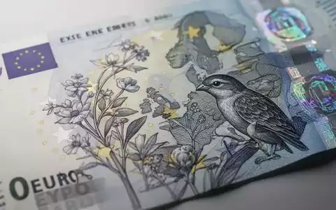 Nahaufnahme eines modernen Euro-Banknotendesigns mit filigranen Gravuren von Vögeln und Naturmotiven. - Foto: über boerse-global.de