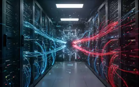 Digitale Visualisierung von Cyber-Sicherheitsbedrohungen durch künstliche Intelligenz in einem Serverraum. - Foto: über boerse-global.de