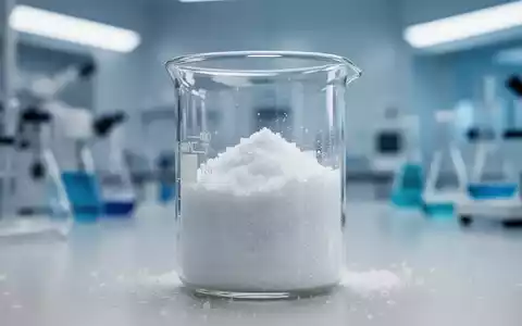 Ein Glasbecher mit weißem, kristallinem Pulver in einem modernen medizinischen Forschungslabor. - Foto: über boerse-global.de