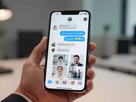 Ein modernes Smartphone zeigt die neue, abgerundete Benutzeroberfläche einer Messenger-App mit rahmenlosen Medien. - Foto: über boerse-global.de