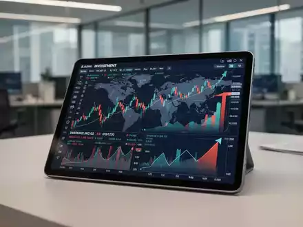 Modernes Tablet mit Finanzcharts und grafischen Marktdaten in einer professionellen Büroumgebung. - Foto: über boerse-global.de
