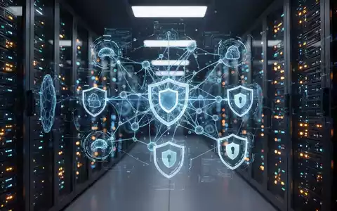 Abstraktes digitales Sicherheitskonzept mit leuchtenden Netzwerkknoten und holografischer Datenverschlüsselung. - Foto: über boerse-global.de