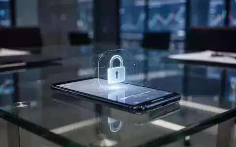 Modernes Smartphone auf einem Schreibtisch mit digitalem Schlosssymbol auf dem Bildschirm, das Fernzugriffsbeschränkungstechnologie darstellt. - Foto: über boerse-global.de