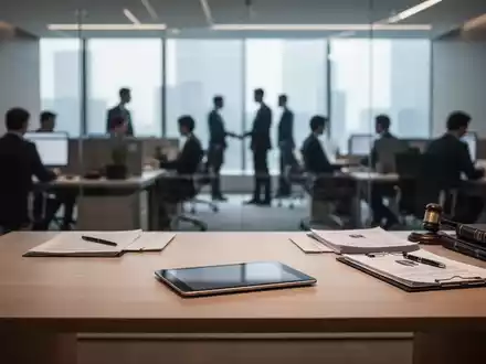 Ein modernes, minimalistisches Kanzleibüro mit Arbeitsplätzen, Dokumenten und professioneller Atmosphäre. - Foto: über boerse-global.de