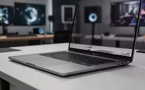 Nahaufnahme eines eleganten MacBook Pro auf einem minimalistischen Schreibtisch, das professionelles Design und leistungsstarke Hardware hervorhebt. - Foto: über boerse-global.de