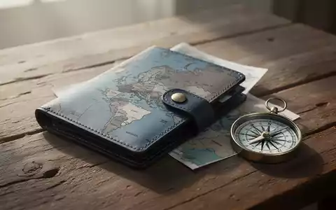 Ein Reiseportemonnaie mit einer Europakarte und einem Kompass auf einem Holztisch, symbolisch für kosteneffizientes Reisen. - Foto: über boerse-global.de