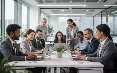 Ein modernes, helles Büro, in dem diverse Mitarbeiter gemeinsam an einem Tisch arbeiten, symbolisiert berufliche Inklusion. - Foto: über boerse-global.de