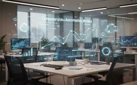Holografische Datenvisualisierungen in einem modernen Büro, die künstliche Intelligenz und Büroautomatisierung darstellen. - Foto: über boerse-global.de