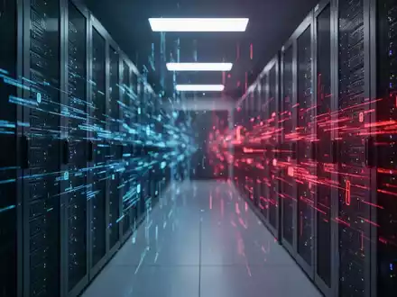 Abstrakte Darstellung digitaler Datensicherheit und Cybersicherheitsbedrohungen in einer Serverraumumgebung. - Foto: über boerse-global.de