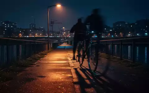 Nächtlicher Uferweg mit Fahrrad und atmosphärischer Beleuchtung als Symbol für Kriminalität im öffentlichen Raum. - Foto: über boerse-global.de