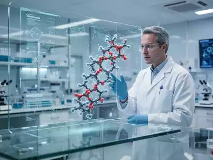 Wissenschaftler bei der Analyse einer molekularen Proteinstruktur in einem modernen medizinischen Forschungslabor. - Foto: über boerse-global.de