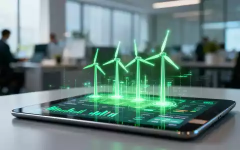 Digitales Marketing-Dashboard mit Datenvisualisierungen zu Windenergie auf einem Tablet. - Foto: über boerse-global.de