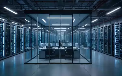 Reihen leuchtender Server-Racks in einem High-Tech-Rechenzentrum, das großflächige KI-Infrastrukturinvestitionen repräsentiert. - Foto: über boerse-global.de