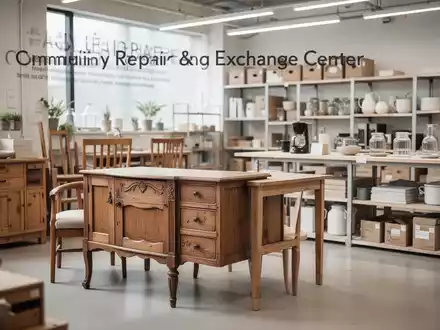 Ein modern eingerichtetes Zentrum für Reparatur und Warenaustausch mit aufgearbeiteten Möbeln und Haushaltsgegenständen. - Foto: über boerse-global.de