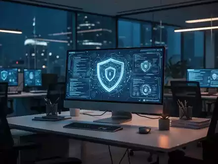 Modernes Büro mit digitaler Sicherheitsumgebung zur Veranschaulichung von Compliance und Cybersicherheit. - Foto: über boerse-global.de