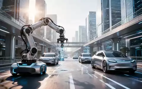 Futuristische Smart City mit Robotik-Integration und autonomen Fahrzeugen von Hyundai unter Tageslicht. - Foto: über boerse-global.de