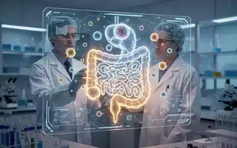 Wissenschaftler bei der Untersuchung einer digitalen Visualisierung des Darmmikrobioms in einem modernen Labor. - Foto: über boerse-global.de