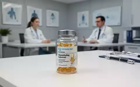 Eine Nahaufnahme von Vitamin-D-Kapseln in einem Glasfläschchen auf einem medizinischen Schreibtisch. - Foto: über boerse-global.de