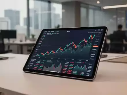 Ein Tablet mit Finanzdiagrammen und wachsenden Aktienkursen in einer modernen Büroumgebung. - Foto: über boerse-global.de