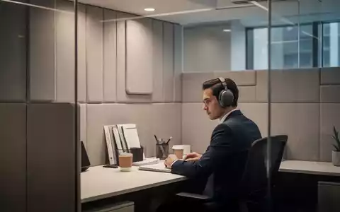 Ein moderner, ruhiger Arbeitsplatz in einem Büro mit einer Person, die Kopfhörer trägt, um sich zu konzentrieren. - Foto: über boerse-global.de
