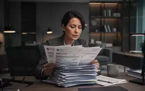 Eine Person sitzt an einem Schreibtisch und betrachtet nachdenklich einen Stapel bürokratischer Unterlagen. - Foto: über boerse-global.de