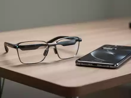 Moderne Smart Glasses und ein Smartphone auf einem Schreibtisch, die neue tragbare KI-Technologie repräsentieren. - Foto: über boerse-global.de