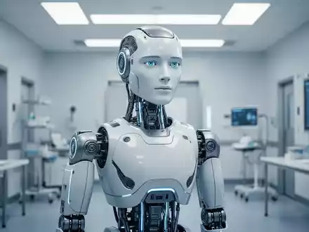 Ein fortschrittlicher humanoider Roboter in einer modernen klinischen Umgebung als Symbol für technologische Innovation. - Foto: über boerse-global.de