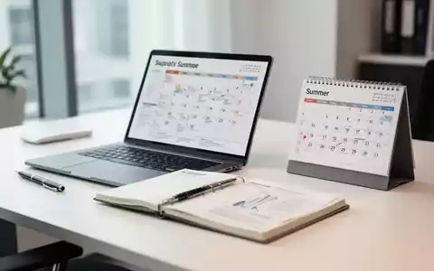 Schreibtisch mit Laptop und Kalender als Symbol für die rechtlichen Rahmenbedingungen bei Ferienjobs. - Foto: über boerse-global.de