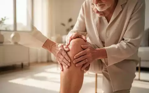 Eine Person führt eine sanfte Selbst-Akupressur am Knie in einer hellen, modernen Umgebung durch. - Foto: über boerse-global.de