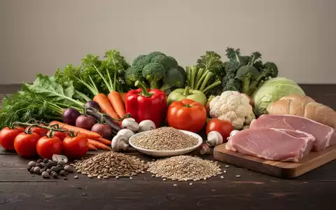 Gesunde Auswahl an frischem Gemüse und Vollkornprodukten auf einem dunklen Holztisch als Symbol für präventive Ernährung. - Foto: über boerse-global.de
