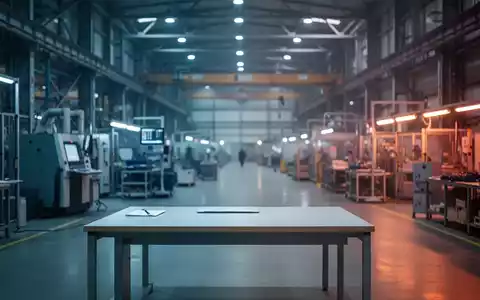 Ein leerer Arbeitsplatz in einer modernen Industriehalle, der die angespannte Lage auf dem deutschen Arbeitsmarkt symbolisiert. - Foto: über boerse-global.de