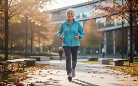 Eine ältere Person beim zügigen Gehen in einem sonnigen Park als Symbol für Gesundheitsprävention und Fitness im Alter. - Foto: über boerse-global.de