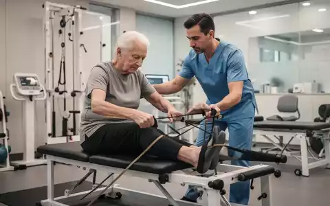 Ein Physiotherapeut begleitet einen Patienten bei gezielten Kraftübungen in einer modernen Praxis. - Foto: über boerse-global.de