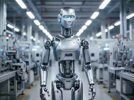 Moderner humanoider Roboter in einer Hightech-Fertigungsanlage. - Foto: über boerse-global.de