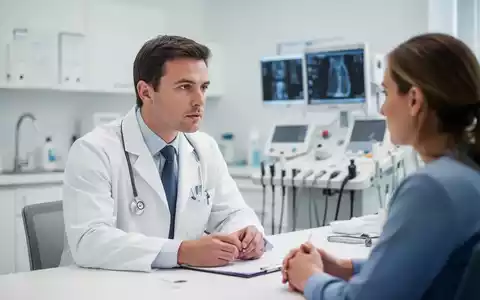 Ein Arzt im Gespräch mit einem Patienten in einer modernen medizinischen Praxis zur Krebsvorsorge. - Foto: über boerse-global.de