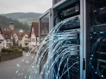 Moderne Glasfaser-Netzinfrastruktur und Datenkabel in einer sächsischen Stadt zur Visualisierung des Breitbandausbaus. - Foto: über boerse-global.de